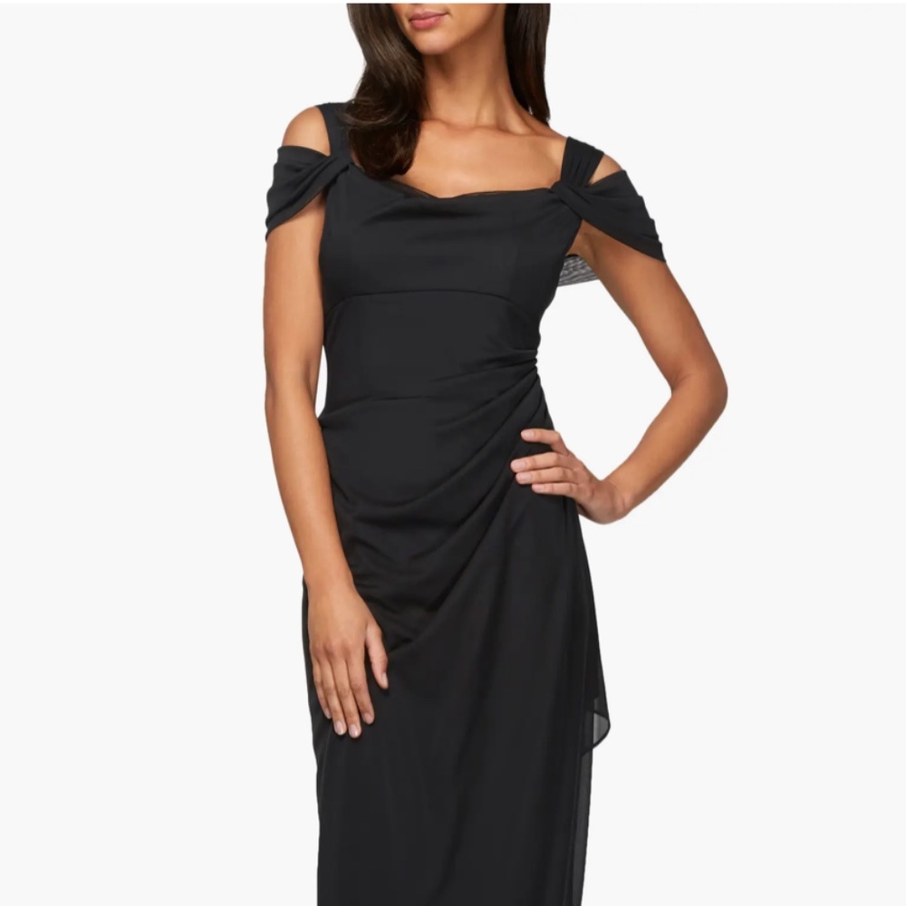 Alex Evenings Cold Shoulder Ruffle Gown
